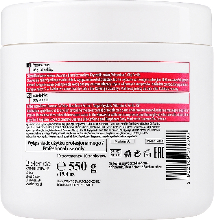 Malinowy peeling do ciała z biokofeiną z guarany - Bielenda Professional Spa & Wellness Program Raspberry Body Scrub — Zdjęcie N2