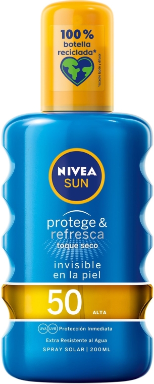 Wodoodporny krem przeciwsłoneczny w sprayu SPF 50 - NIVEA SUN Protective & Refreshes Solar Spray — Zdjęcie N1