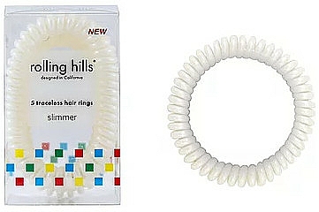 Gumki do włosów, białe, 5 szt. - Rolling Hills 5 Traceless Hair Rings Slimmer White — Zdjęcie N1