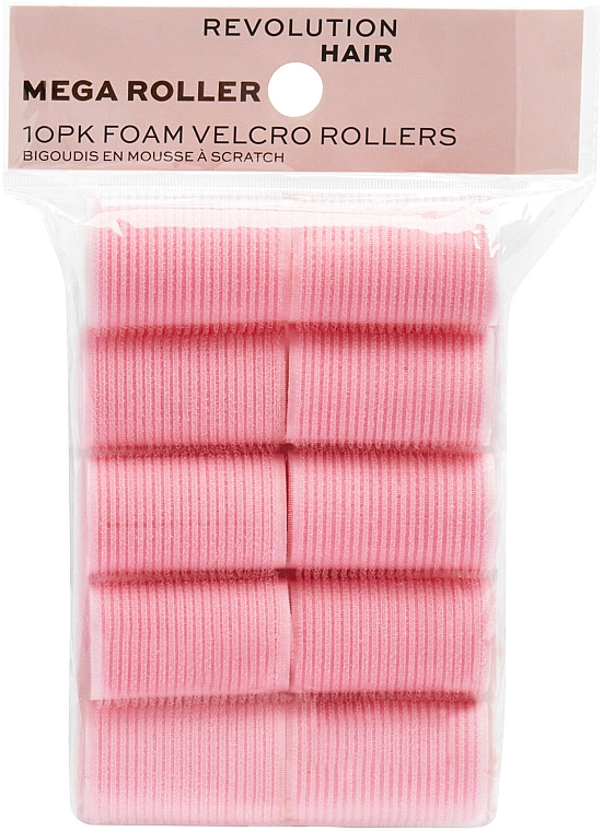 Wałki na rzepy, różowe, 10 sztuk - Revolution Haircare Mega Pink Velcro Heatless Rollers — Zdjęcie N1