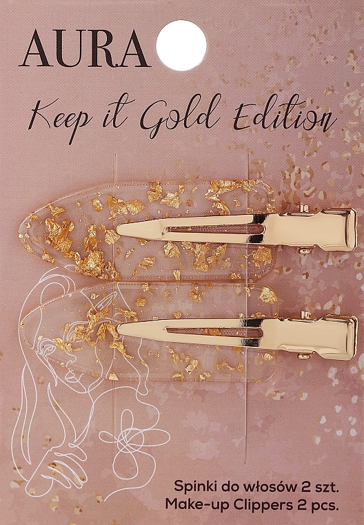 Spinki do włosów, złote - Aura Cosmetics Keep It Gold Edition Make-up Clippers — Zdjęcie N1