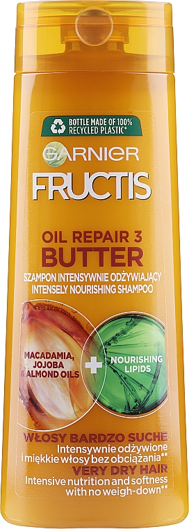 Szampon do włosów bardzo suchych i zniszczonych - Garnier Fructis Oil Repair 3 Butter Shampoo