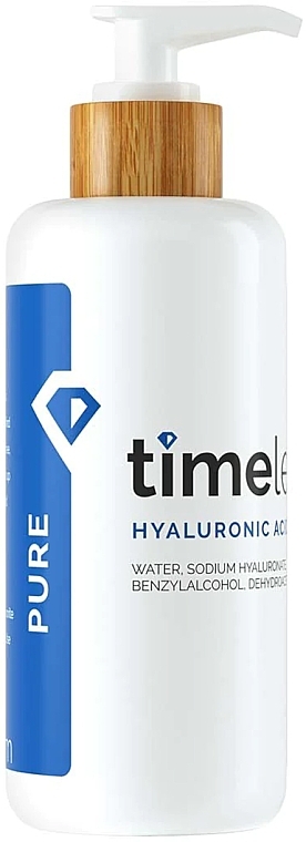 Serum nawilżające i przeciwstarzeniowe do twarzy, z dozownikiem - Timeless Skin Care Hyaluronic Acid 100% Pure — Zdjęcie N1