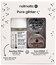 Kup Zestaw - Nailmatic Pure Glitter Silver/Gold Glitter (base/8ml + glitter/2pcs + brush)