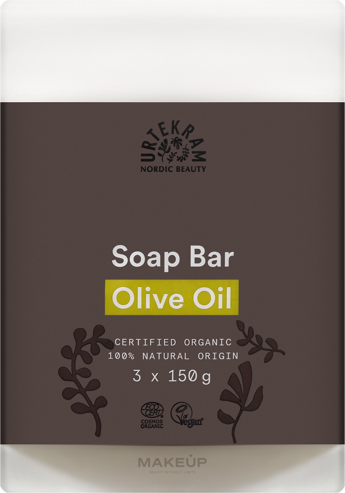 Organiczne pielęgnujące mydło w kostce Oliwa z oliwek - Urtekram Olive Oil Soap Bar Organic — Zdjęcie 3 x 150 g