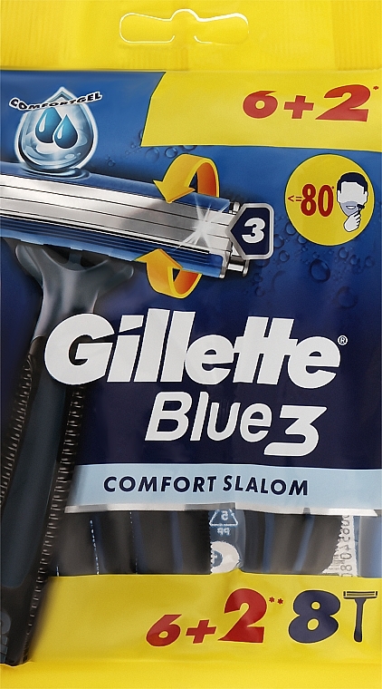 Zestaw jednorazowych maszynek do golenia, 8 szt. - Gillette Blue 3 Comfort Slalom — Zdjęcie N1