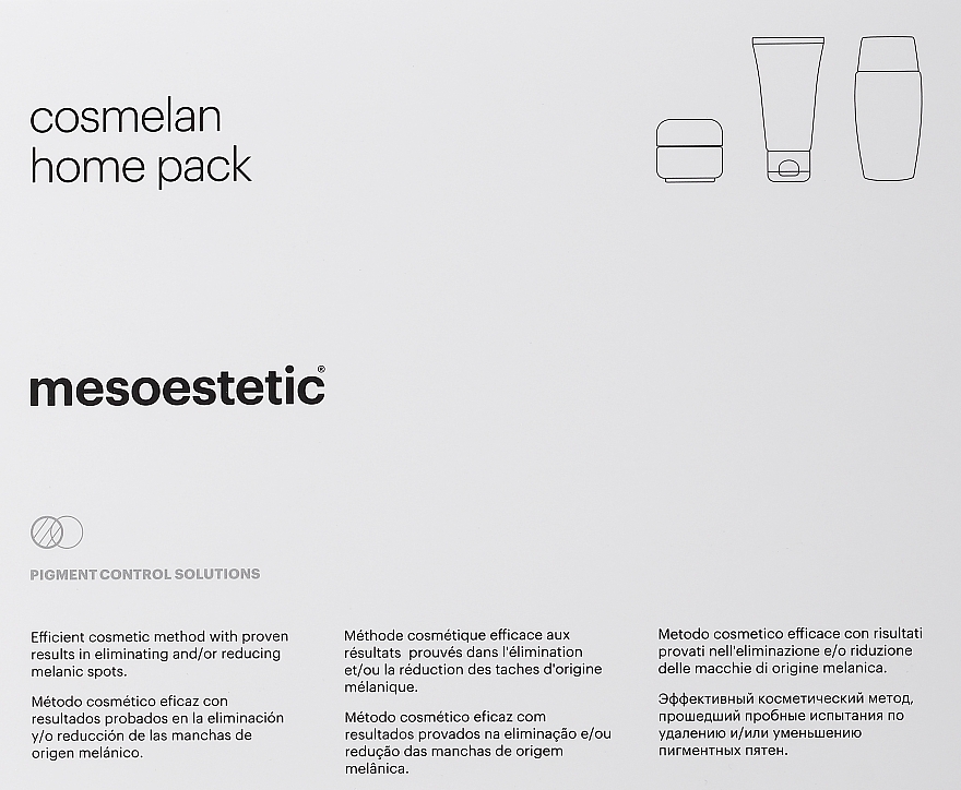 Zestaw - Mesoestetic Cosmelan Home Pack (f/cr/30g + sunscreen/50ml + f/balm/50ml) — Zdjęcie N1