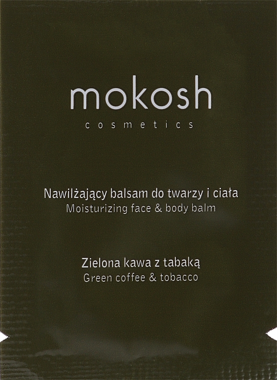 Nawilżający balsam do twarzy i ciała Zielona kawa z tabaką - Mokosh Cosmetics Moisturizing Face And Body Lotion Green Coffee With Snuff (próbka) — Zdjęcie N1