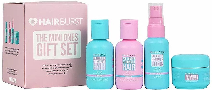 Zestaw na porost i wzmocnienie włosów - Hairburst The Mini Ones Gift Set (shm/60ml + cond/60ml + spr/40ml + mask/30ml)  — Zdjęcie N1