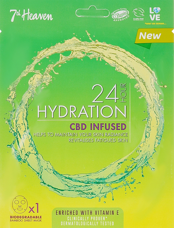 Maska nawilżająca - 7th Heaven 24H Hydration CBD Infusion Sheet Mask — Zdjęcie N1