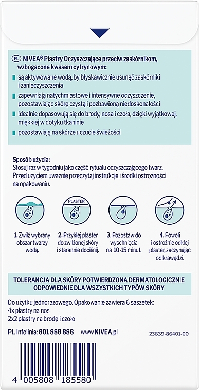 PRZECENA! Plastry oczyszczające przeciw zaskórnikom, 6 szt. - NIVEA Skin Refining * — Zdjęcie N3