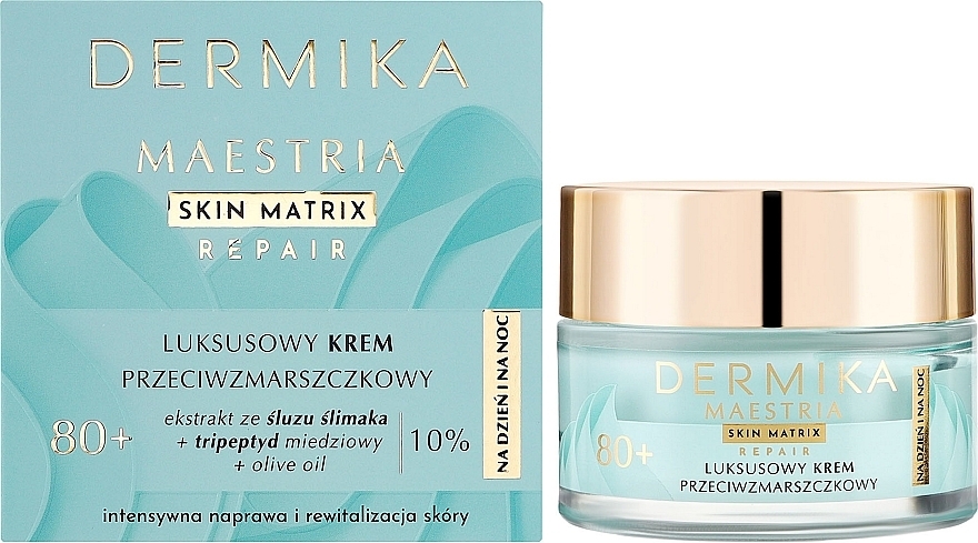 Luksusowy krem przeciwzmarszczkowy 80+ na dzień i na noc dla skóry dojrzałej, w tym wrażliwej. - Dermika Maestria Skin Matrix — Zdjęcie N2