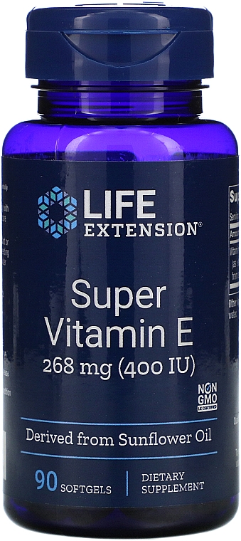 Witamina E z oleju słonecznikowego w żelowych kapsułkach - Life Extension Vitamin E — фото N1