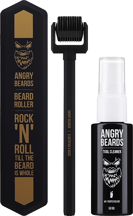 Zestaw - Angry Beards Beard Roller & Tool Cleaner (roller/1pcs + tool/clean/50ml) — Zdjęcie N2