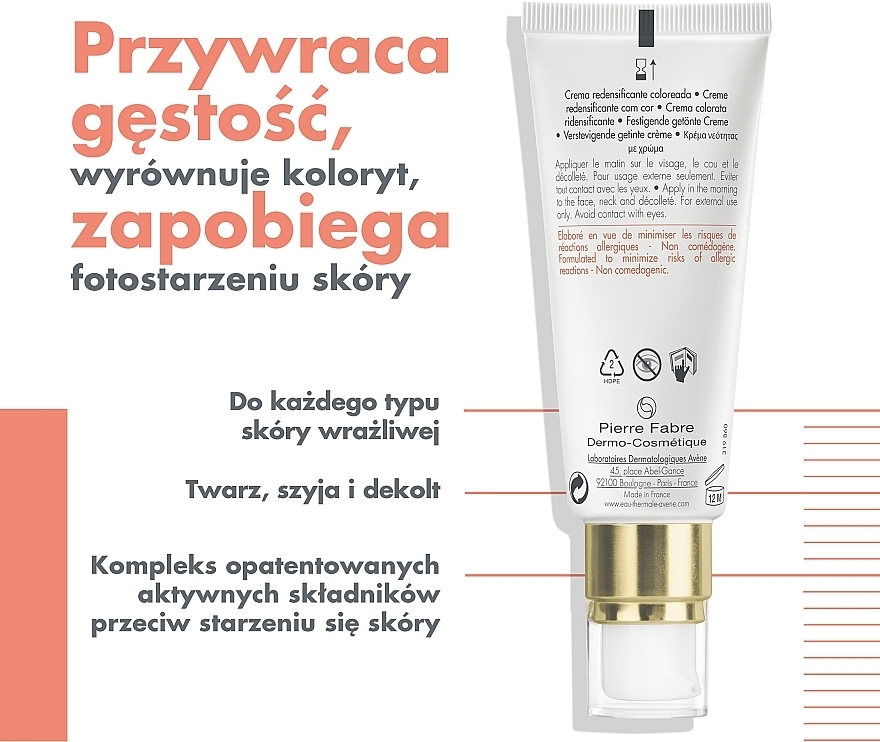 Koloryzujący krem do twarzy przywracający gęstość skóry SPF 30 - Avène DermAbsolu Cream — Zdjęcie N4