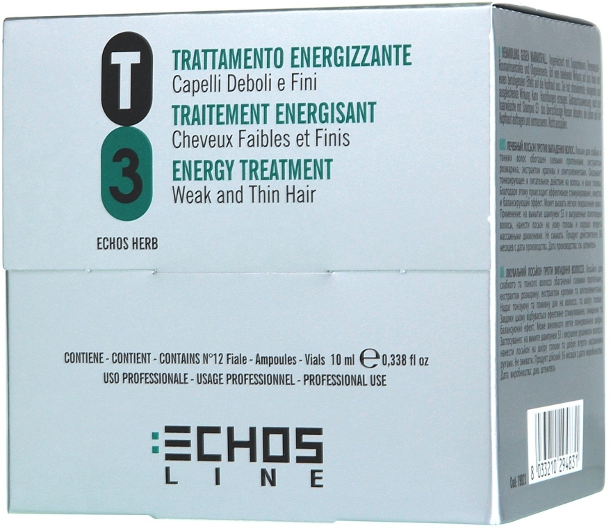 Ujędrniający balsam przeciw wypadaniu włosów (ampułki) - Echosline T3 Energy Treatment — Zdjęcie N3