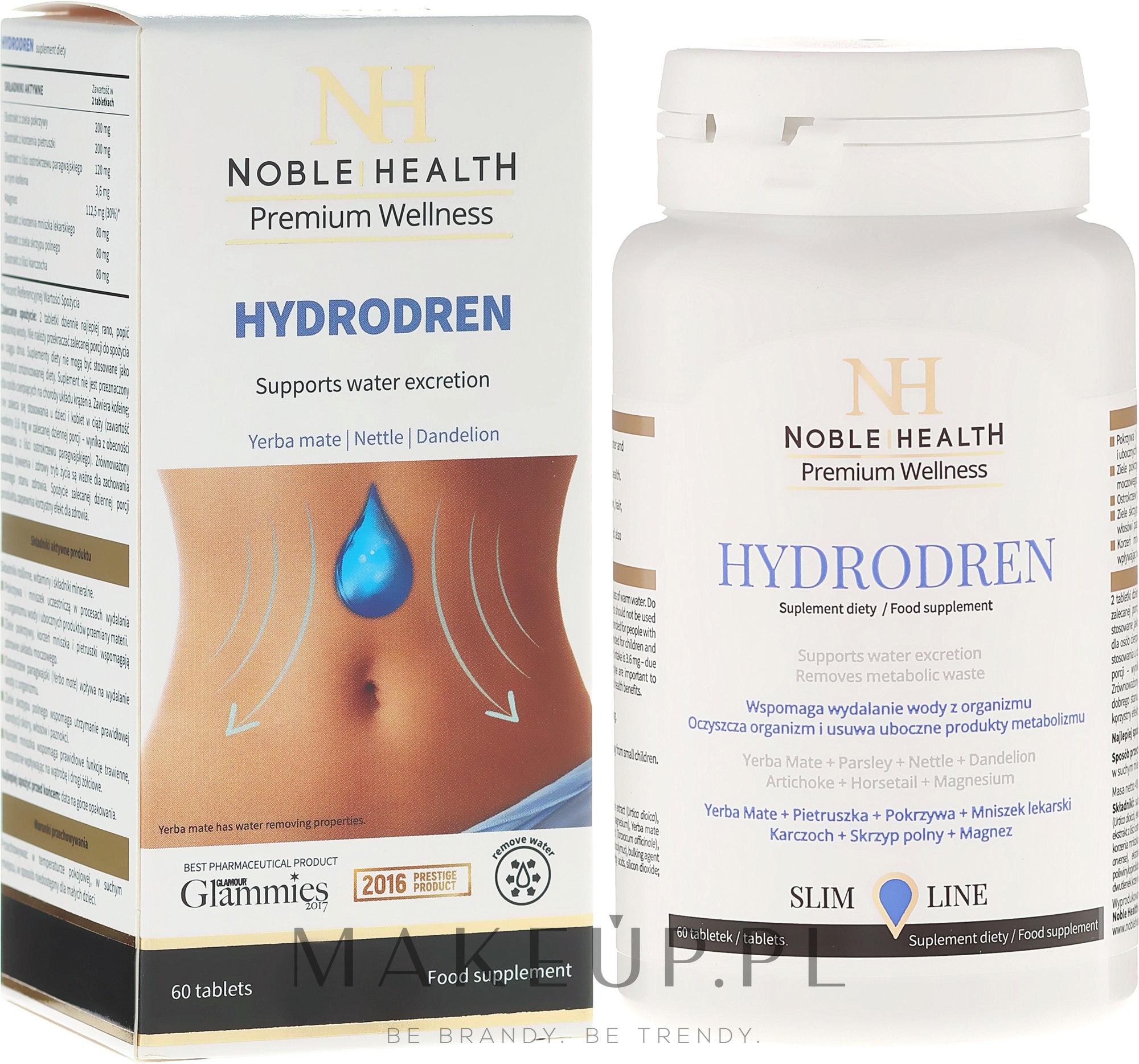 Suplement diety wspomagający usuwanie wody z organizmu - Noble Health Slim Line Hydrodren — Zdjęcie 60 szt.