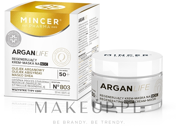 Regenerujący krem-maska do twarzy - Mincer Pharma ArganLife Regenerating Night Cream-Mask — Zdjęcie 50 ml