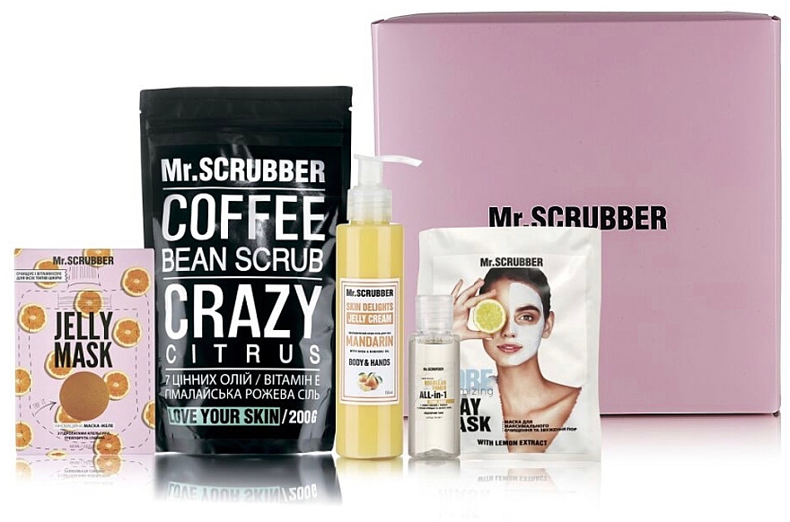 Zestaw - Mr.Scrubber Crazy Citrus Scrub (scr/200g + cr/gel/150 ml + gel/mask60ml + mask15ml + toner35ml) — Zdjęcie N1