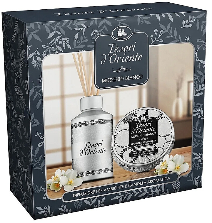 Tesori d`Oriente Diffuser+Candle, White Musk - Zestaw (dif/200ml + candle/109g) — Zdjęcie N1