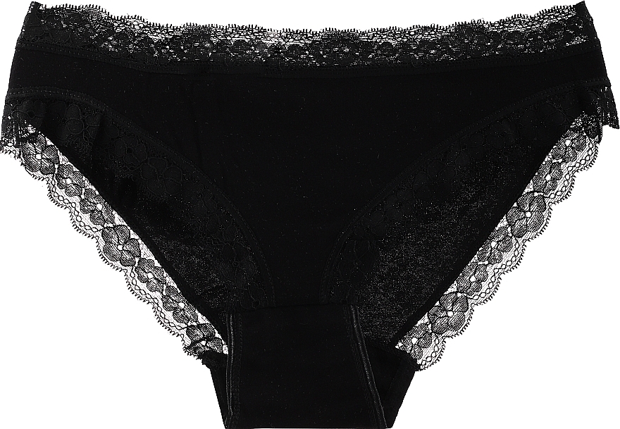 Bawełniane majtki z koronkowym wykończeniem, czarne - Moraj — Zdjęcie N1
