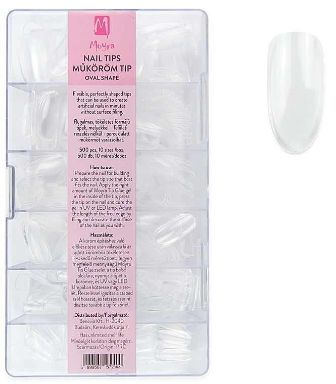 Tipsy, 500 sztuk - Moyra Nail Tips Full Cover Oval Shape — Zdjęcie N1