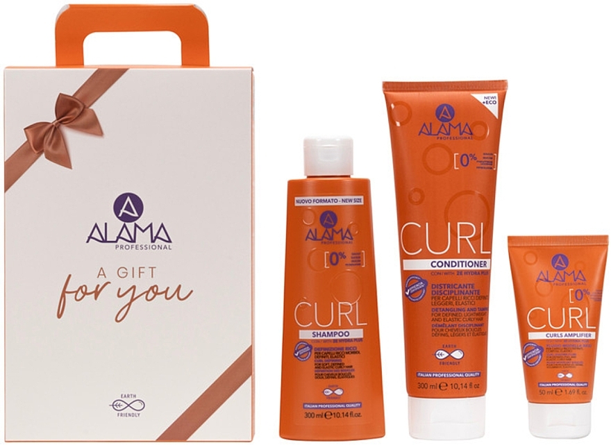 Zestaw - Alama Curl A Gift For You (shm/300ml + h/cond/300ml + h/fluid/50ml) — Zdjęcie N1