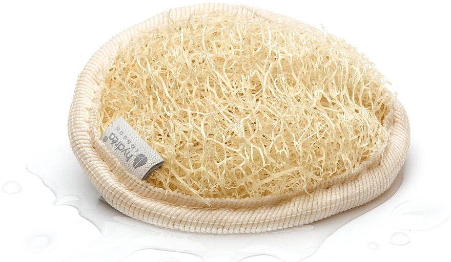 Gąbka do mycia z luffy i bawełny, 10 cm - Hydrea London Organic Egyptian Loofah Facial Pad — Zdjęcie N3