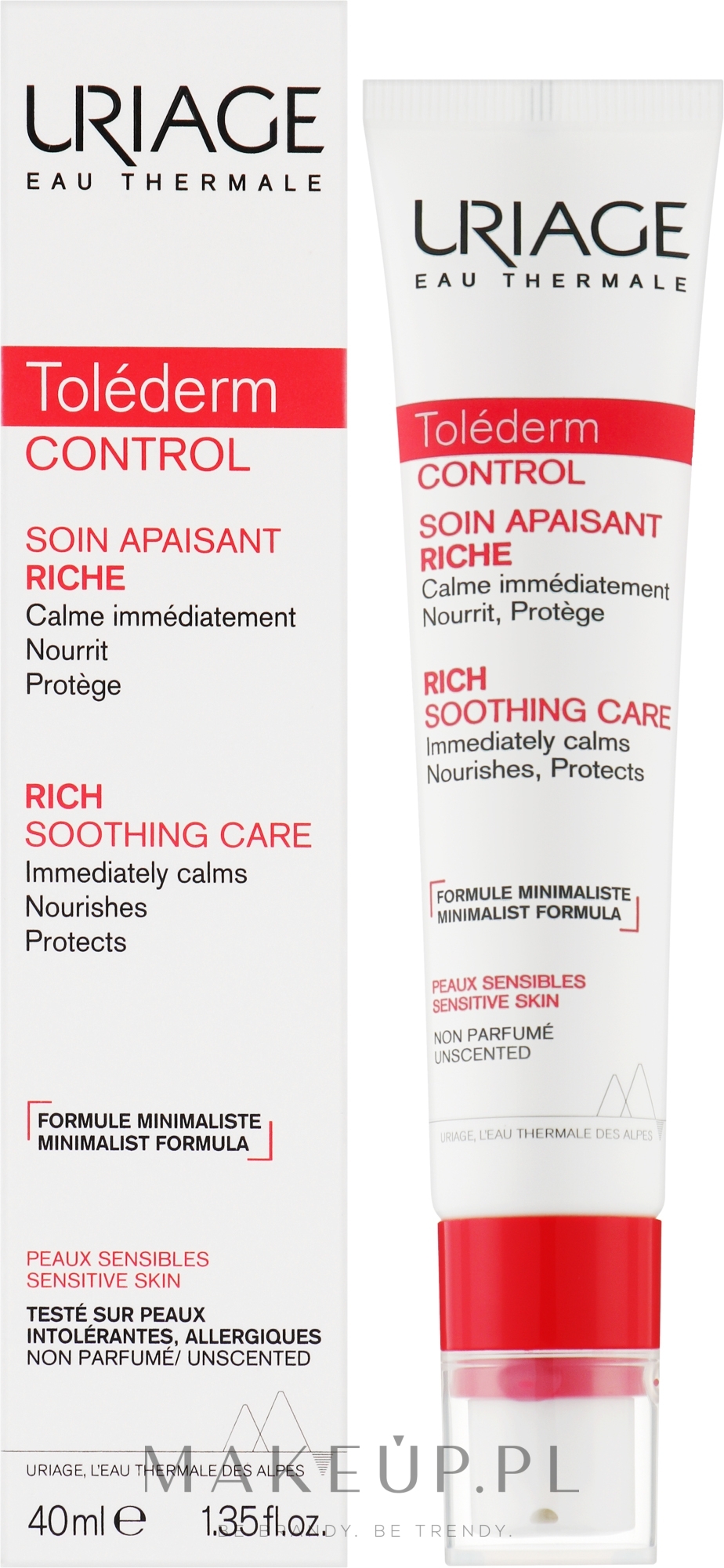 Łagodzący krem do cery wrażliwej - Uriage Tolederm Control Rich Soothing Care — Zdjęcie 40 ml