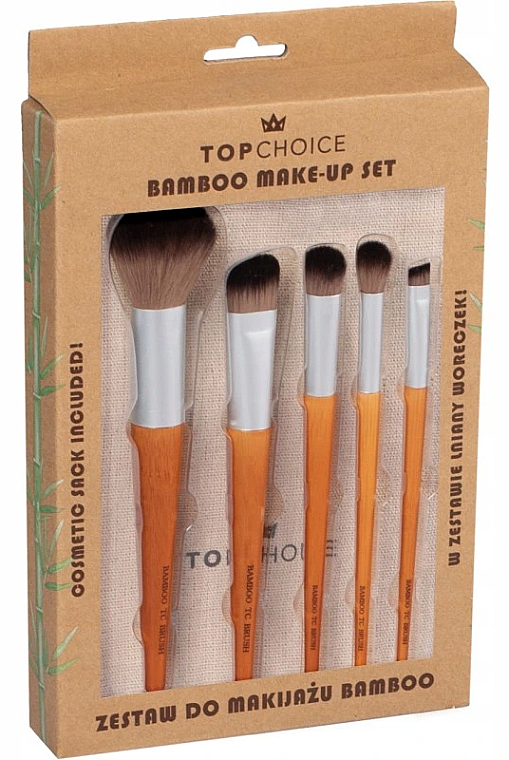 Zestaw bambusowych pędzli do makijażu, 37474, 5 szt. - Top Choice Bamboo Make-Up Set — Zdjęcie N1