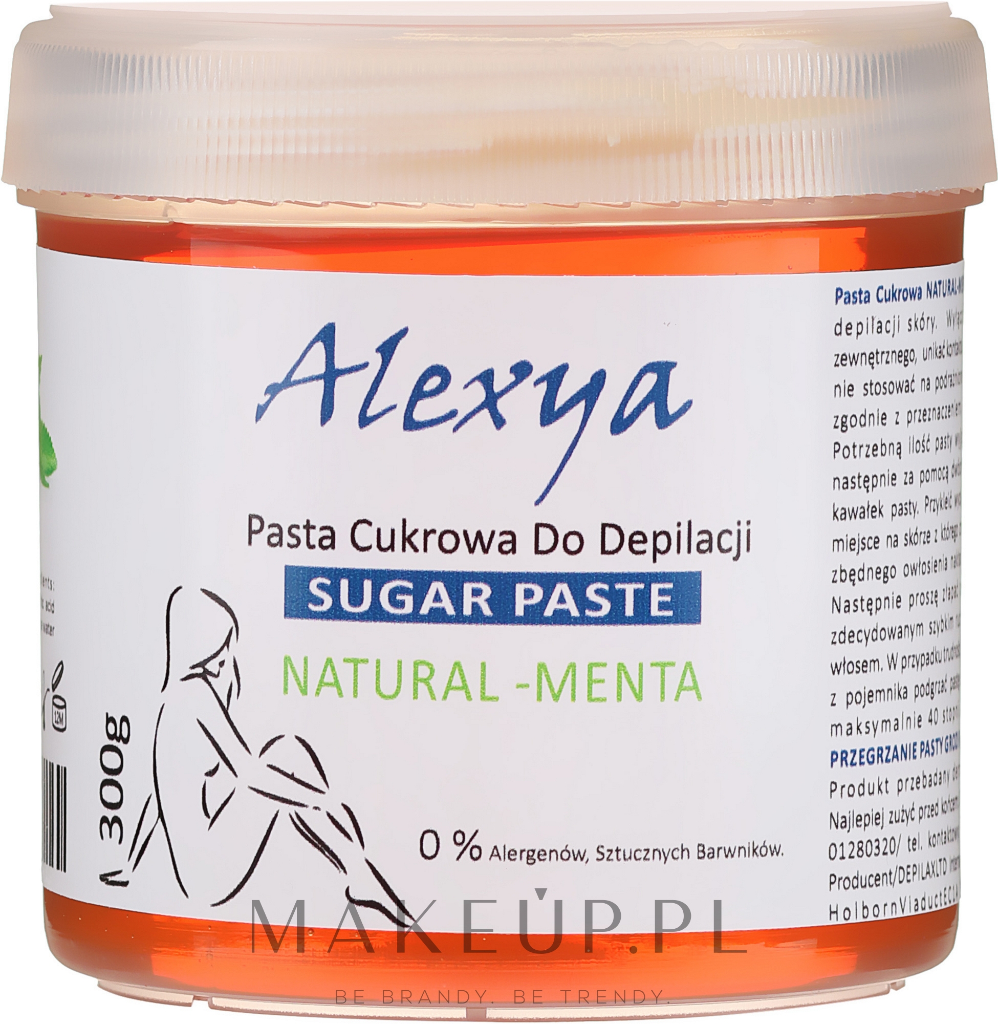 Pasta cukrowa do depilacji Mięta - Alexya Sugar Paste Natural Menta  — Zdjęcie 300 g