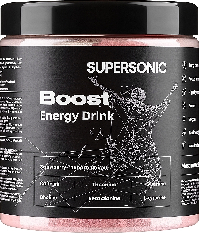 Napój energetyzujący truskawka-rabarbar - Supersonic Boost Energy Drink — Zdjęcie N1