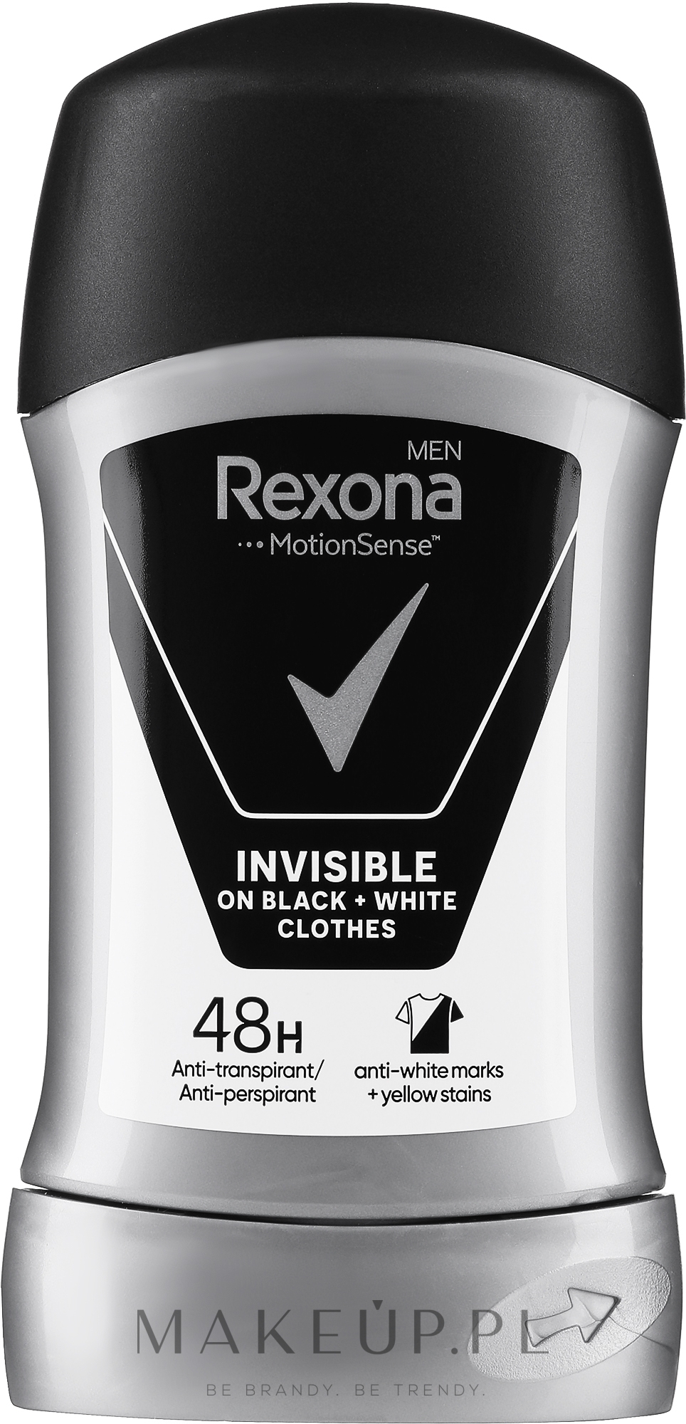 Antyperspirant w sztyfcie Invisible Black+White - Rexona Men Deodorant Stick — Zdjęcie 50 ml