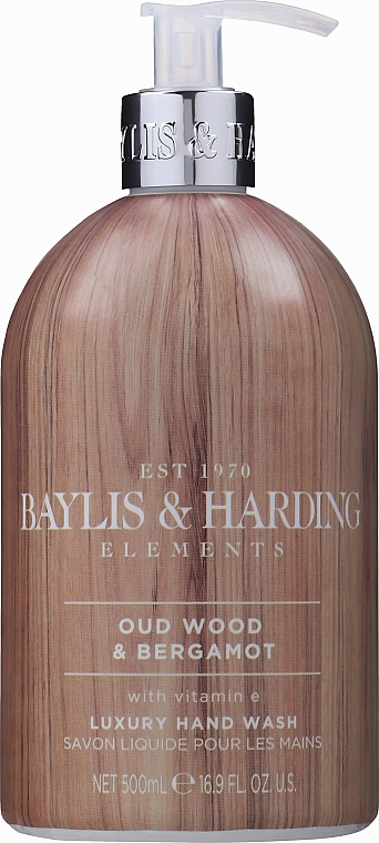 Mydło w płynie do rąk - Baylis & Harding Elements Oud Wood & Bergamot Hand Wash — Zdjęcie N1