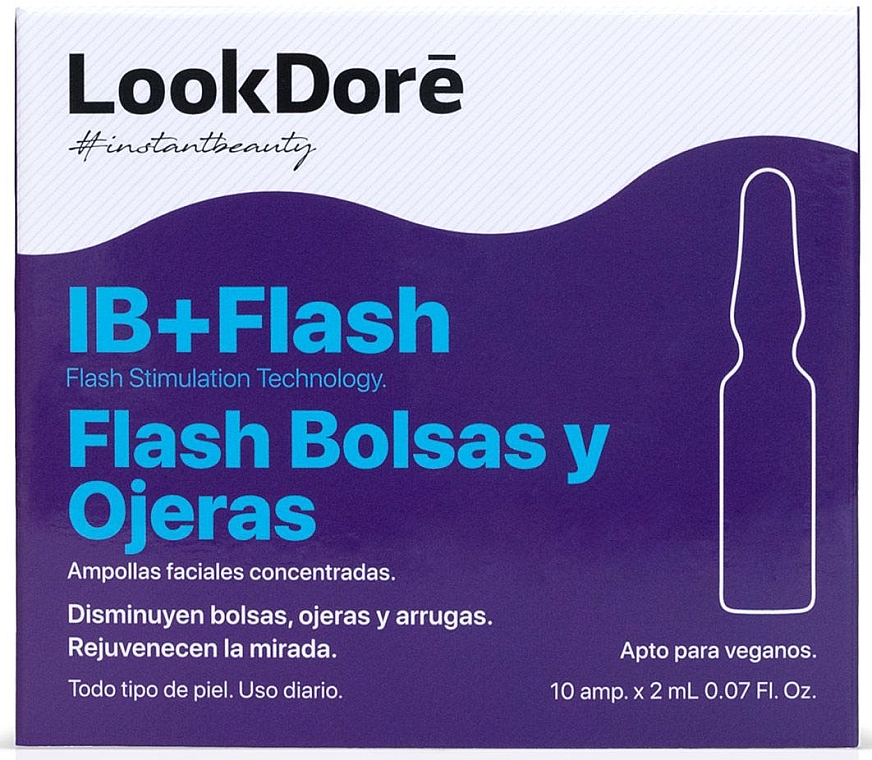 Skoncentrowane serum w ampułkach do poprawy konturu oczu - LookDore IB+Flash Eye Bags And Black Circles — Zdjęcie N1