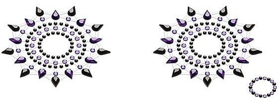 Zestaw biżuterii kryształkowej na klatkę piersiową i pępek, czarny i fioletowy - Petits Joujoux Gloria Set Black-Purple — Zdjęcie N1