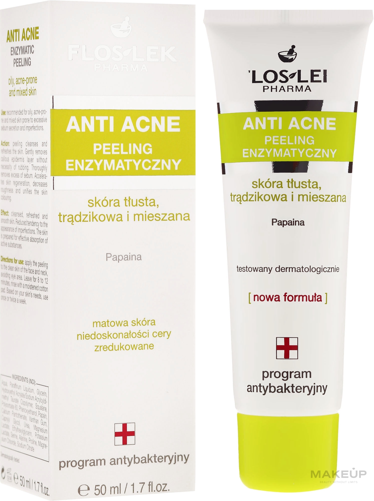 PRZECENA! Peeling enzymatyczny do skóry tłustej, trądzikowej i mieszanej - Floslek Anti Acne Peeling * — Zdjęcie 50 ml