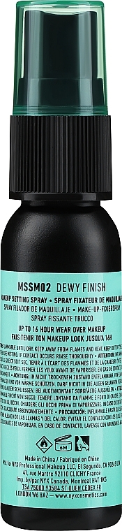 Mgiełka utrwalająca makijaż - NYX Professional Makeup Dewy Finish Long Lasting Setting Spray (miniprodukt) — Zdjęcie N2