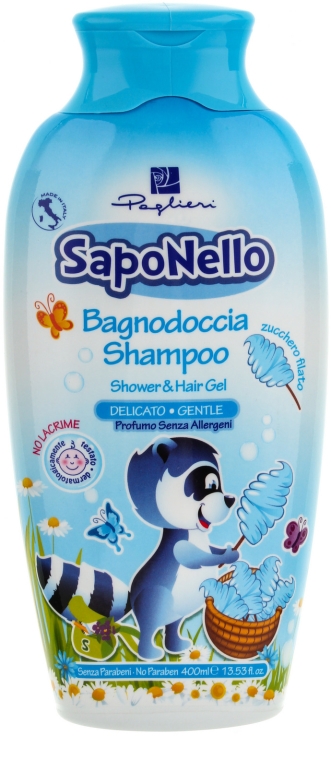 Szampon i pianka do kąpieli dla dzieci Wata cukrowa - SapoNello Shower and Hair Gel Cotton Candy — Zdjęcie N1