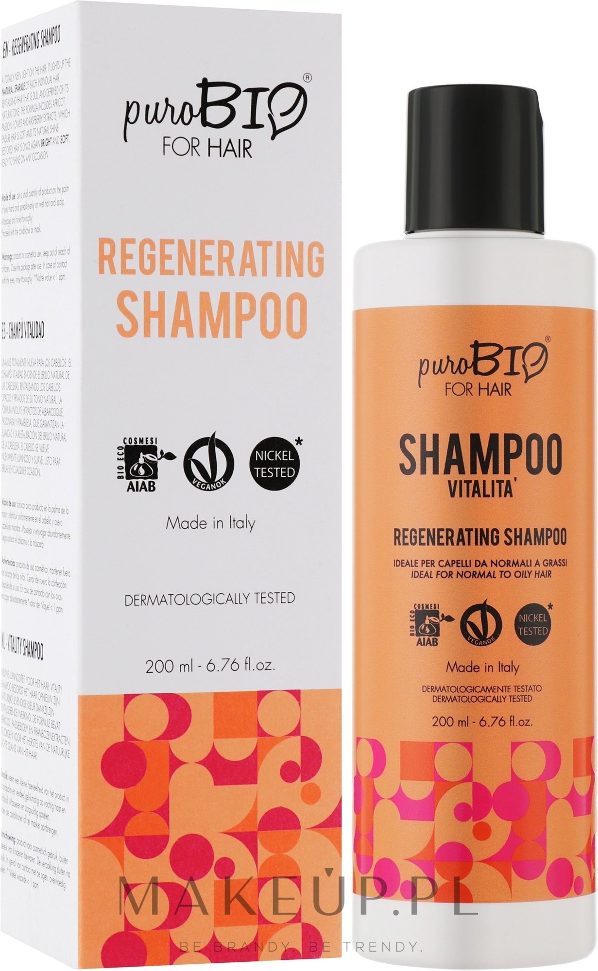 Regenerujący szampon do włosów VITALITA - puroBIO Cosmetics For Hair Regenerating Shampoo — Zdjęcie 200 ml