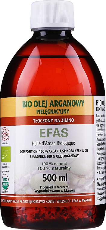 Kosmetyczny olej arganowy 100% w plastikowej butelce - Efas Argan Oil — Zdjęcie N1