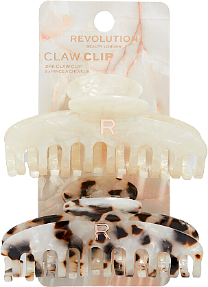 Zestaw spinek do włosów, 2 szt. - Revolution Haircare Acetate Claw Clip Tortoiseshell/ Ivory — Zdjęcie N1