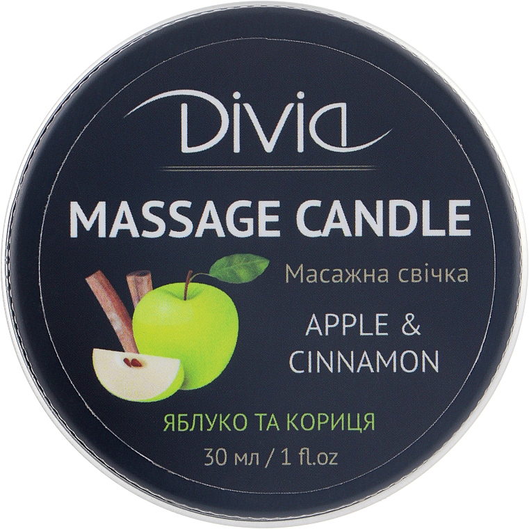 Świeca do masażu dłoni i ciała Jabłko i cynamon - Divia Massage Candle Hand & Body Apple & Cinnamon Di1570