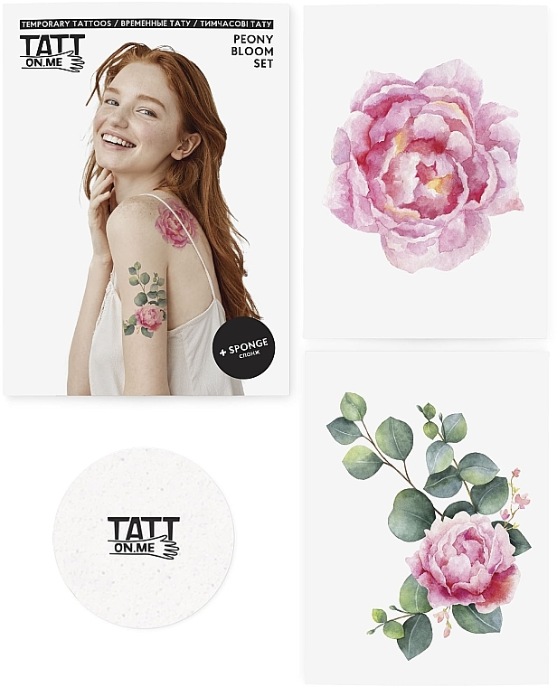 Tymczasowe tatuaże - TATTon.me Peony Bloom Set  — Zdjęcie N1