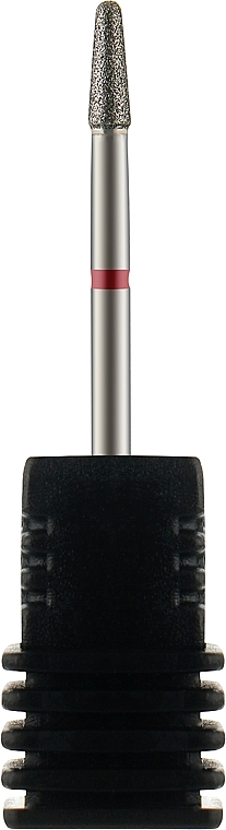 Frez diamentowy do manicure Stożek, koniec półkulisty 197 025R, 2,5 mm, wycięcie czerwone - Tufi Profi Premium — Zdjęcie N1