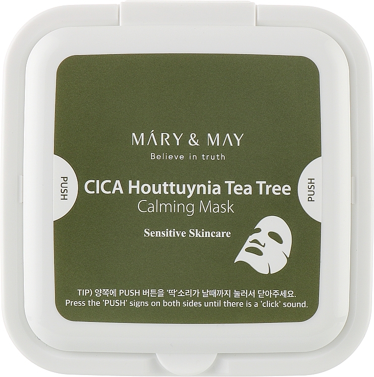 Kojące maski do twarzy w płacie - Mary & May CICA Houttuynia Tea Tree Calming Mask