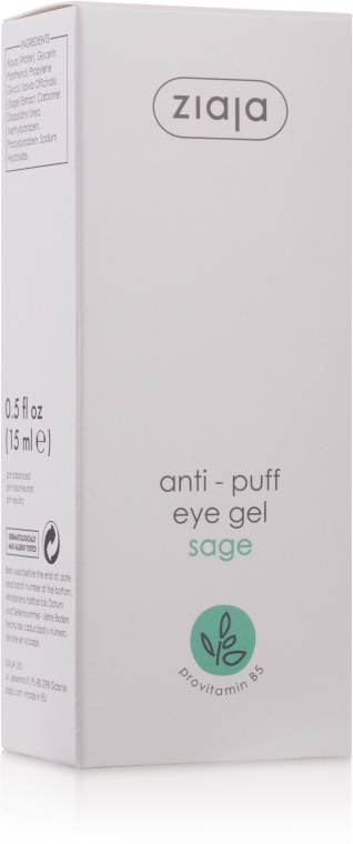 Szałwiowy biożel zmniejszający obrzęki pod oczy i na powieki - Ziaja Anti-Puff Sage Eye Gel