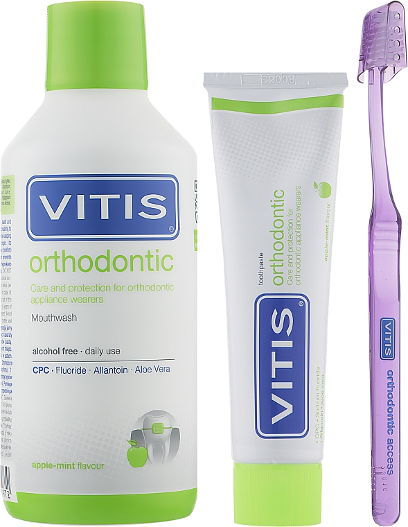 Zestaw - Dentaid Vitis Orthodontic (toothpaste/100ml + toothbrush + mouthwash/500ml) — Zdjęcie N2