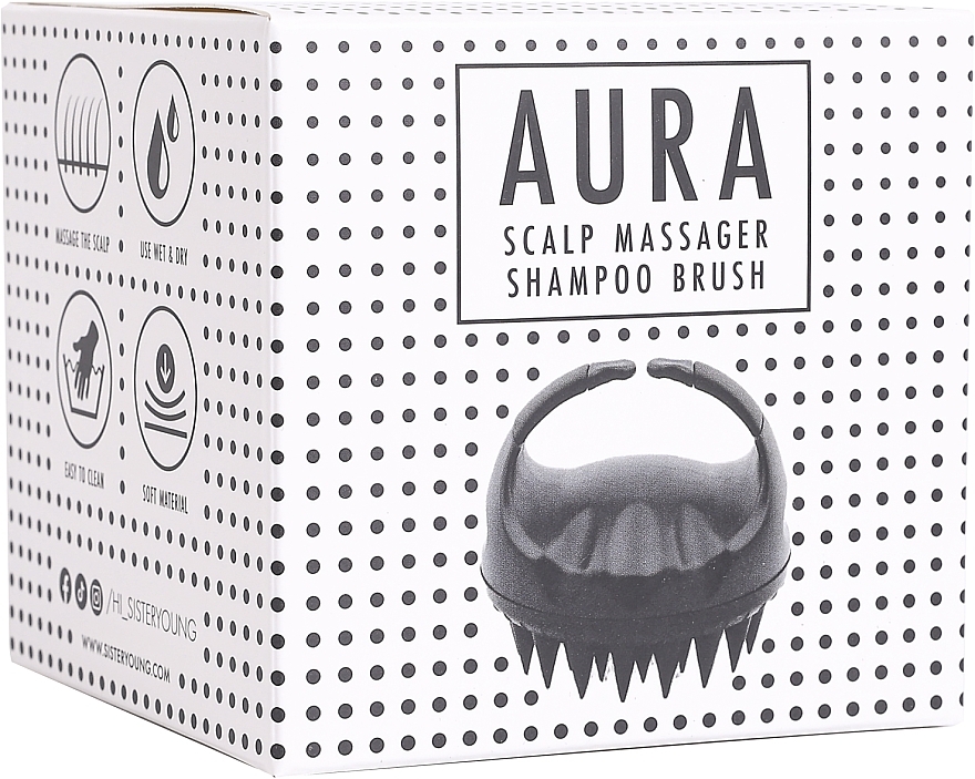 Szczotka do masażu skóry głowy, czarna - Sister Young Aura Scalp Massager Shampoo Brush — Zdjęcie N4