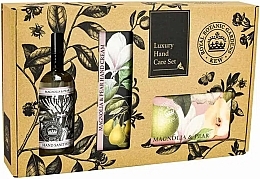 Kup Zestaw - The English Soap Company Kew Gardens Magnolia & Pear Hand Care Gift Box (soap/240g + h/cr/75ml + san/100ml)